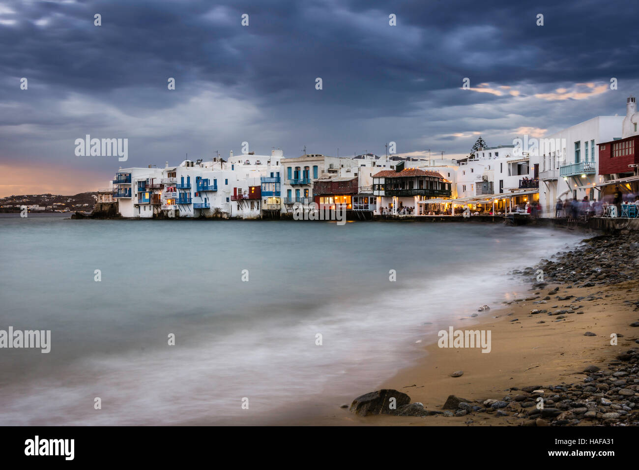 La petite Venise de Mykonos, Grèce Banque D'Images