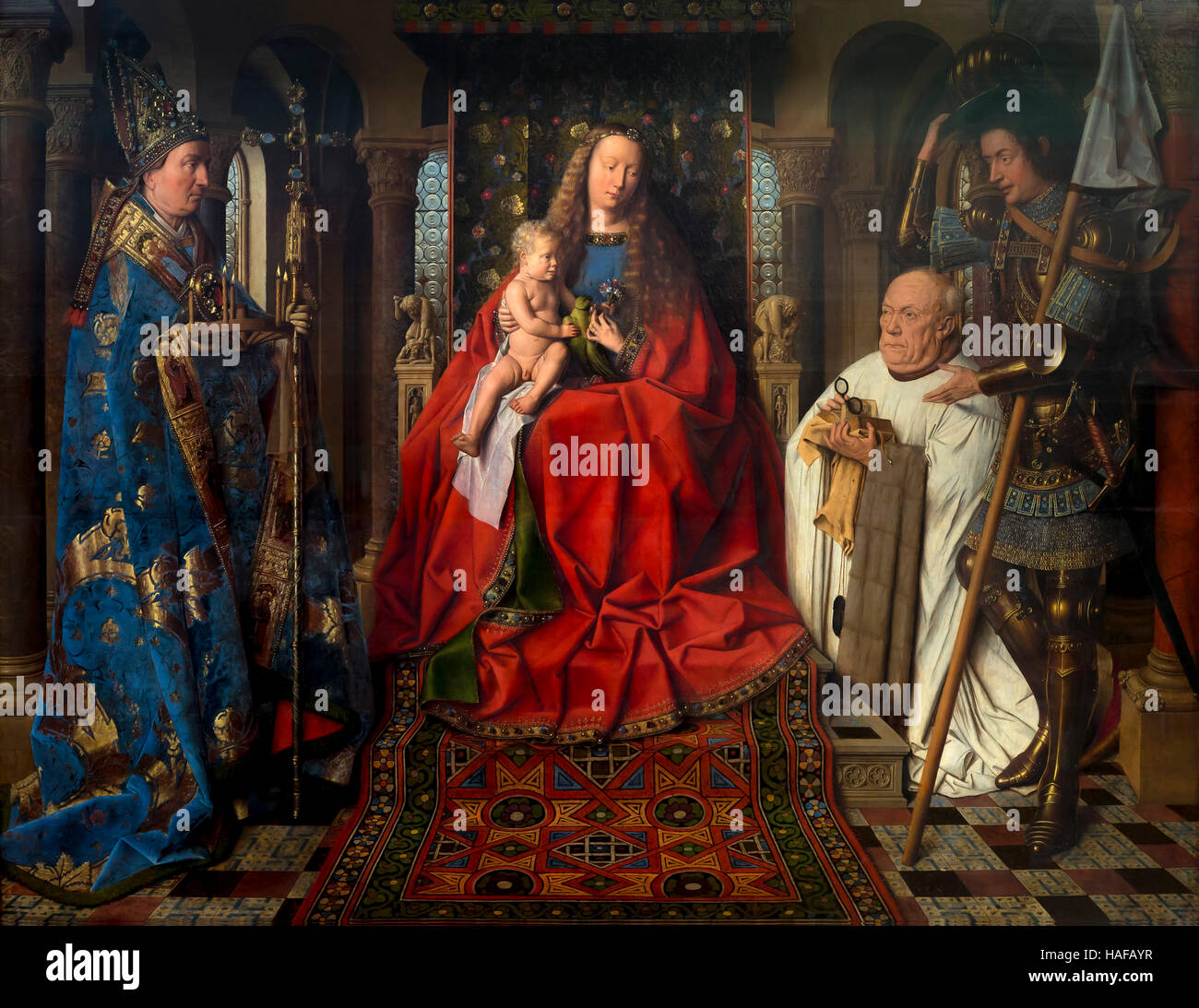 Madonna avec Canon Joris van der Paele, par Jan van Eyck, 1434, Musée Groeninge, Bruges, Flandre occidentale, Belgique, Europe Banque D'Images