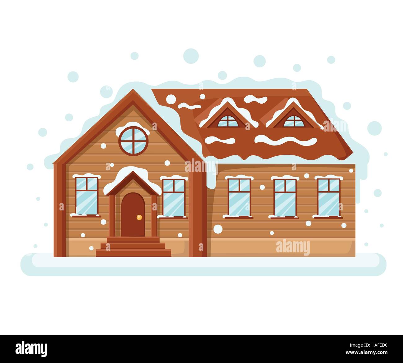 Joyeux Noël et Bonne Année avec l'arrière-plan du paysage de la ville d'hiver avec télévision chambre et d'arbres et de décorations. Noël dans la ville. Illustration de Vecteur