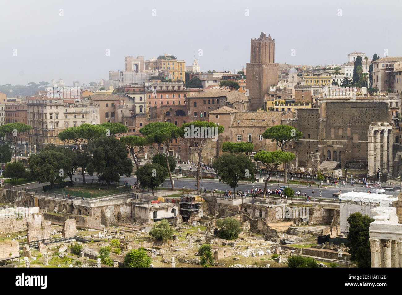 Rome - le 19 septembre 2015 : vue sur le Forum Romain, ruines romaines à Rome, Italie. Banque D'Images