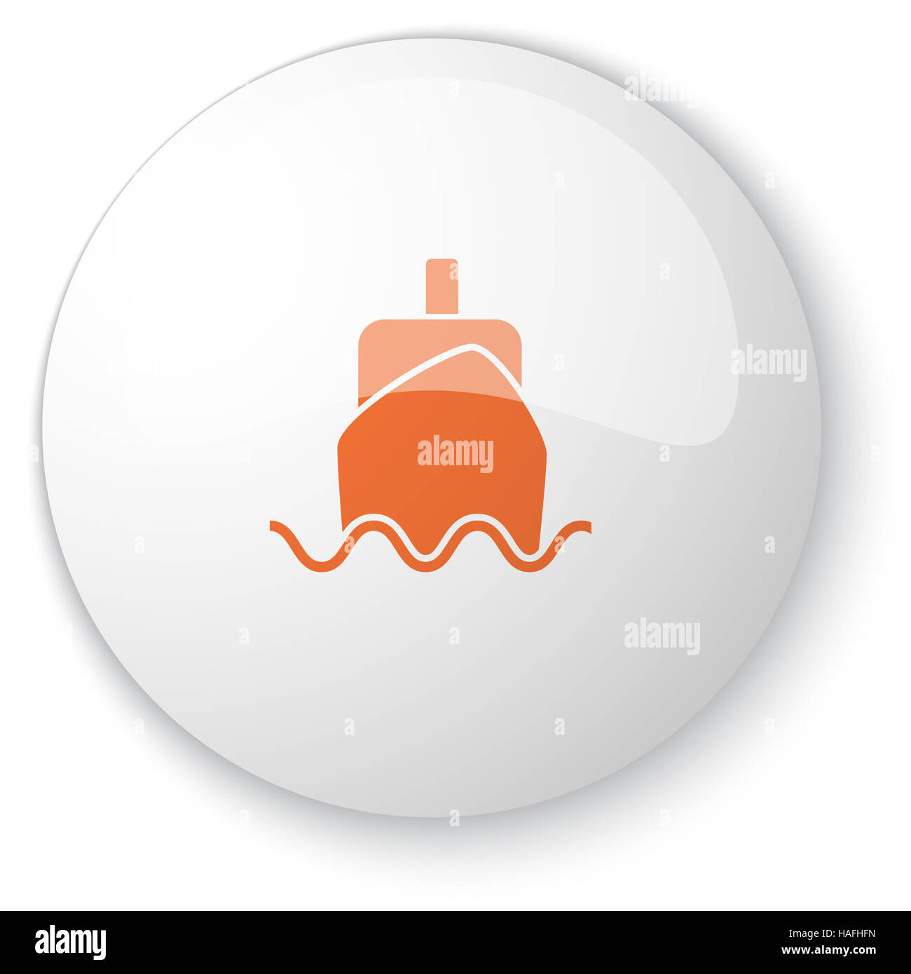 Blanc brillant avec bouton web icône bateau orange sur fond blanc Banque D'Images