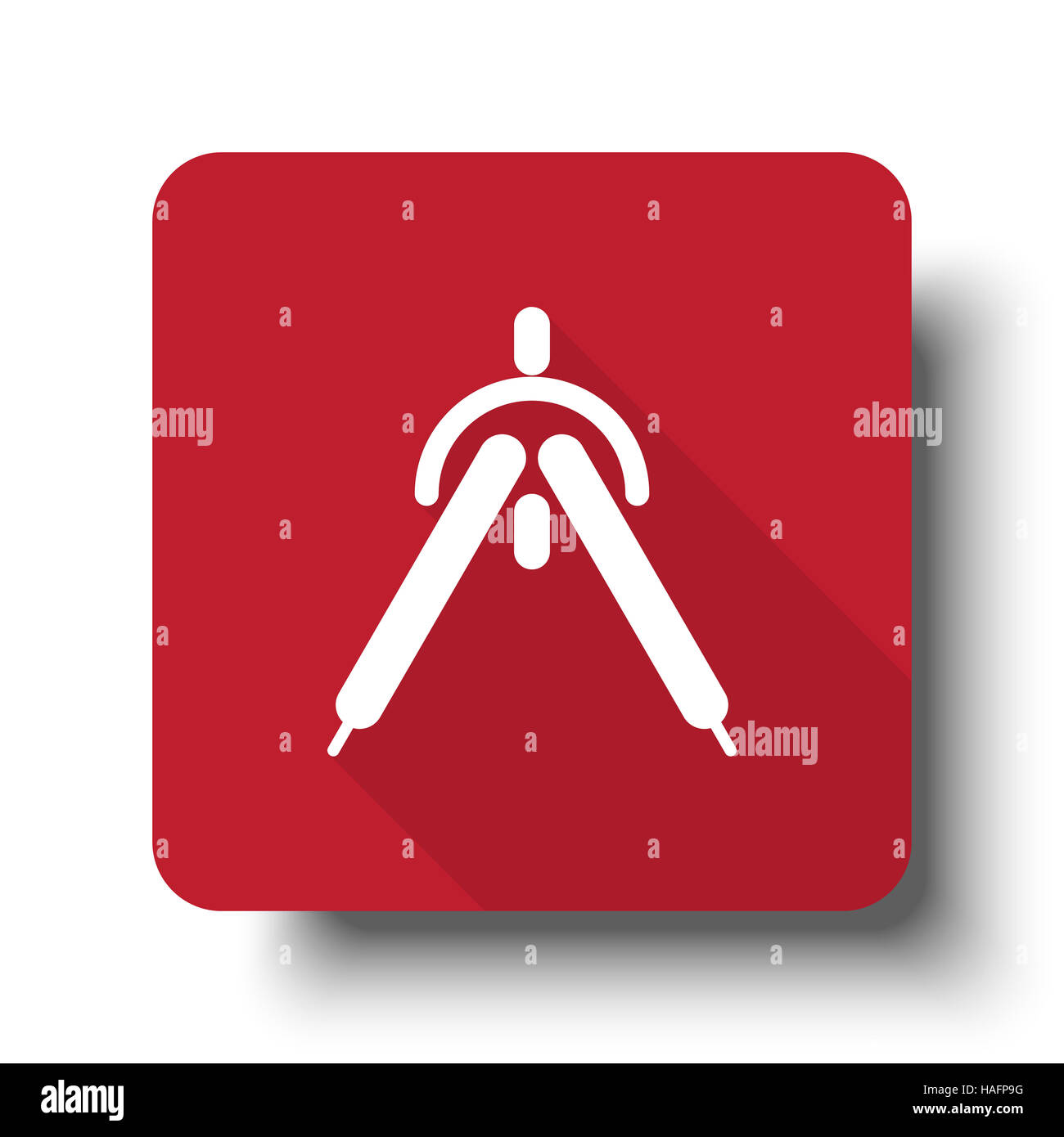 Rédaction web télévision Compas sur l'icône bouton rouge avec ombre portée Banque D'Images