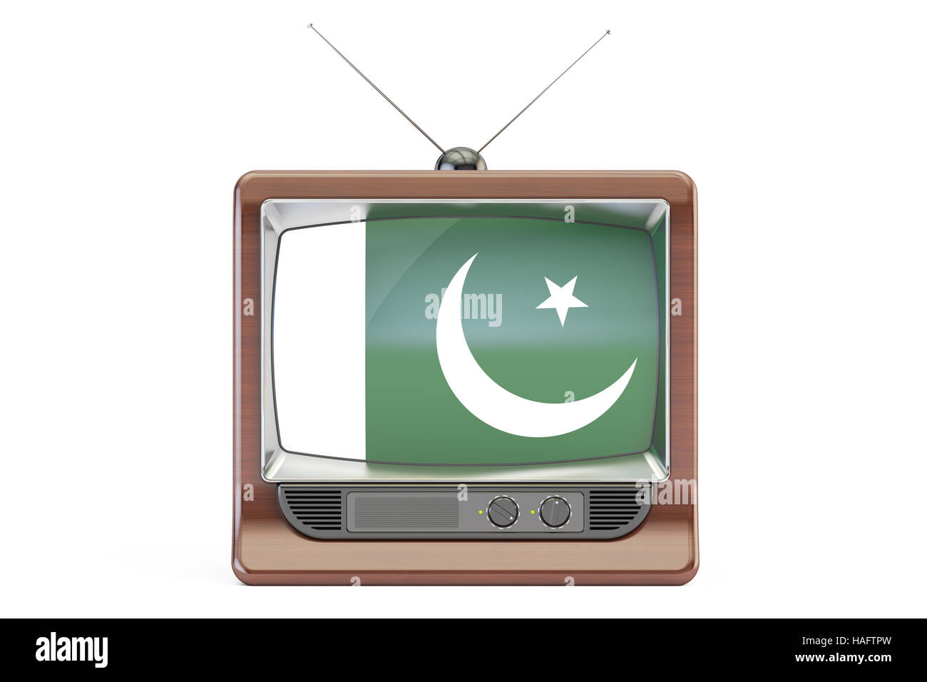 Vieux téléviseur avec le drapeau du Pakistan. Concept de la télévision pakistanaise, rendu 3D Banque D'Images Vieux téléviseur avec le drapeau du Pakistan. Concept de la télévision pakistanaise, rendu 3D Banque D'Images