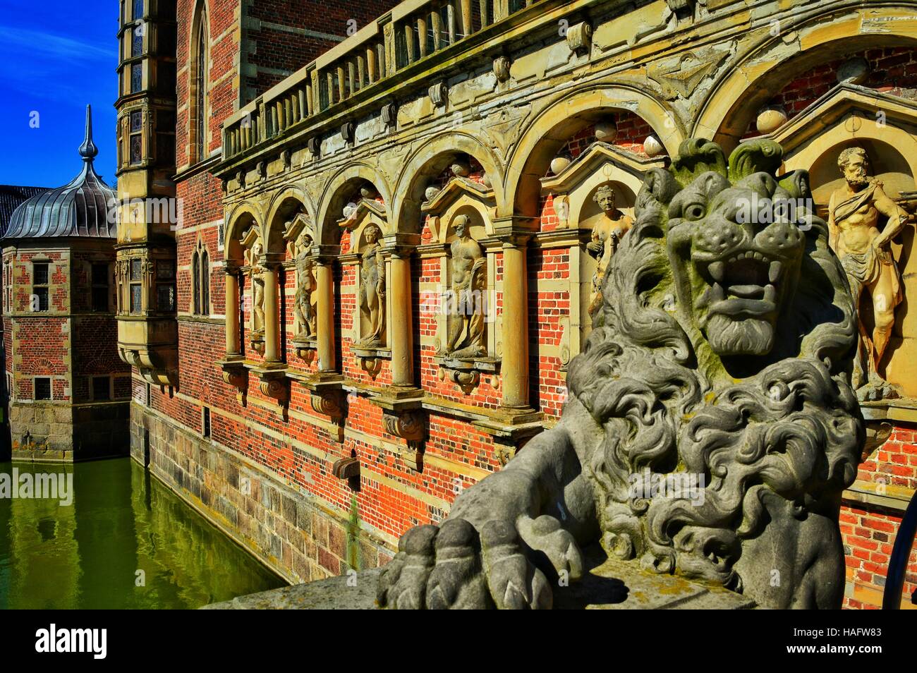 Entrée au château de Frederiksborg, Hillerod, Danemark Banque D'Images