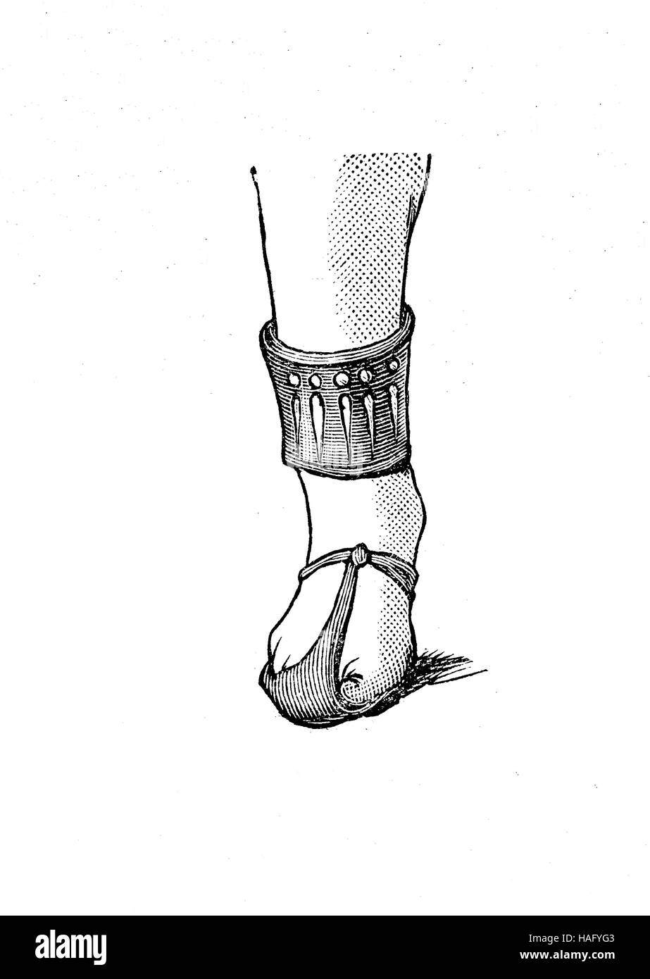 Shoe fashion du passé, une vieille chaussure, gravure sur bois, de l'Égypte l'année 1880 Banque D'Images