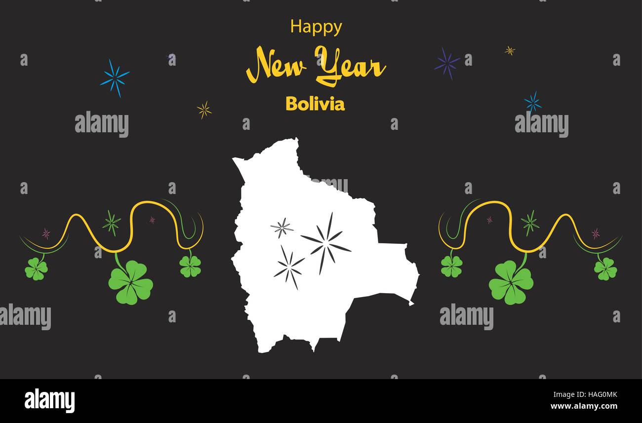 Happy New Year illustration thème avec la carte de la bolivie Illustration de Vecteur