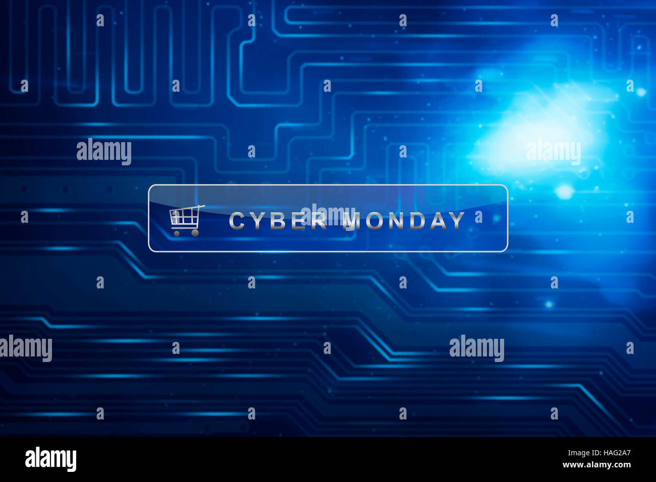 Cyber Monday texte sur circuit bleu Banque D'Images