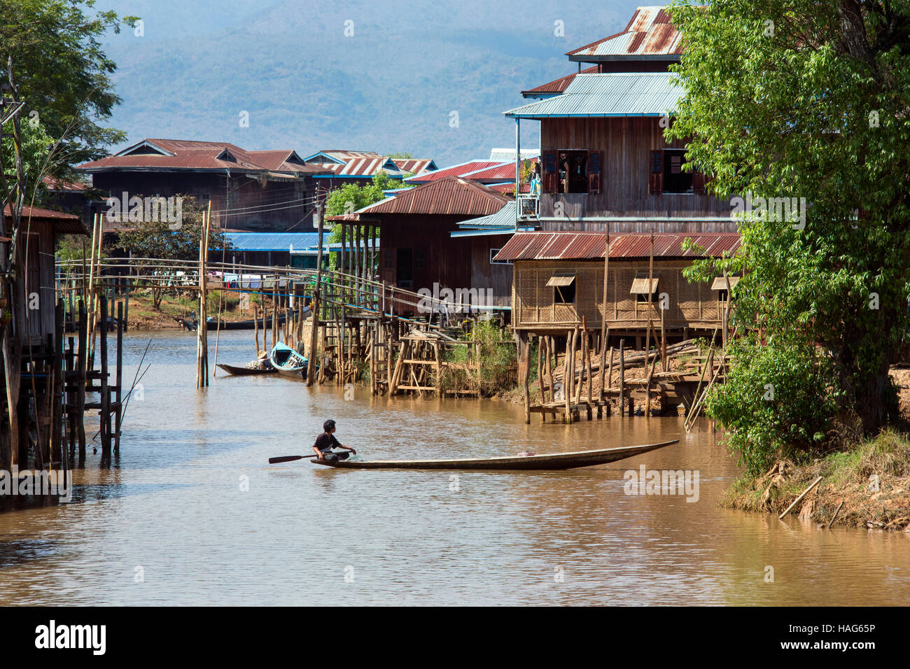 Ywama Village sur le lac Inle dans l'État Shan au Myanmar (Birmanie). Banque D'Images