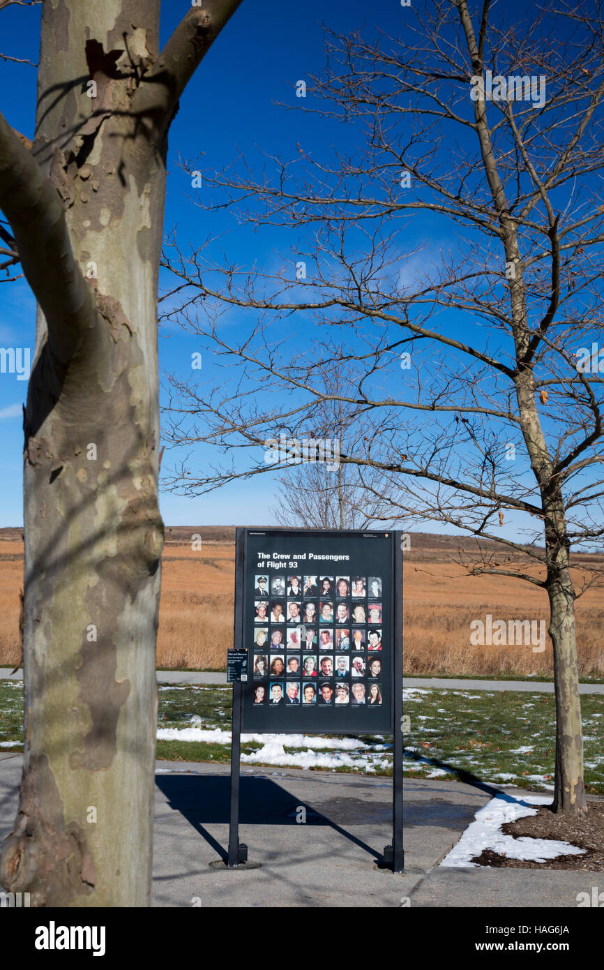 Shanksville, Pennsylvanie - Photos de l'équipage et passagers qui sont morts sur le vol 93 de United Airlines à la Flight 93 National Memorial. Banque D'Images