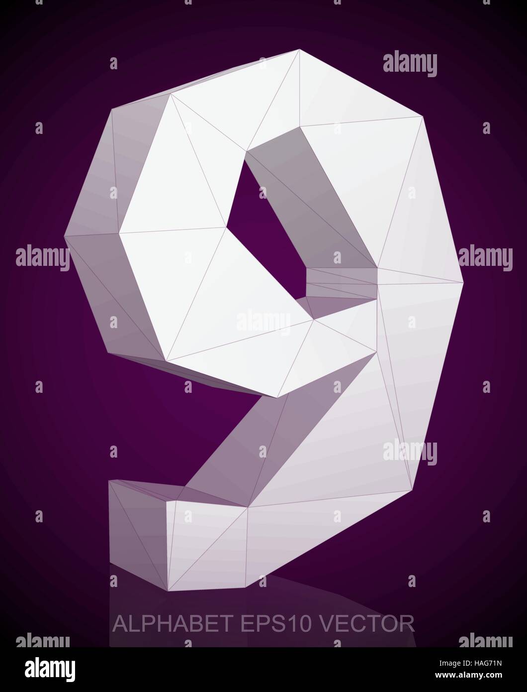 Abstract 3D blanc 9 polygonales avec réflexion. Collection alphabet poly faible. Illustration vecteur EPS 10. Illustration de Vecteur