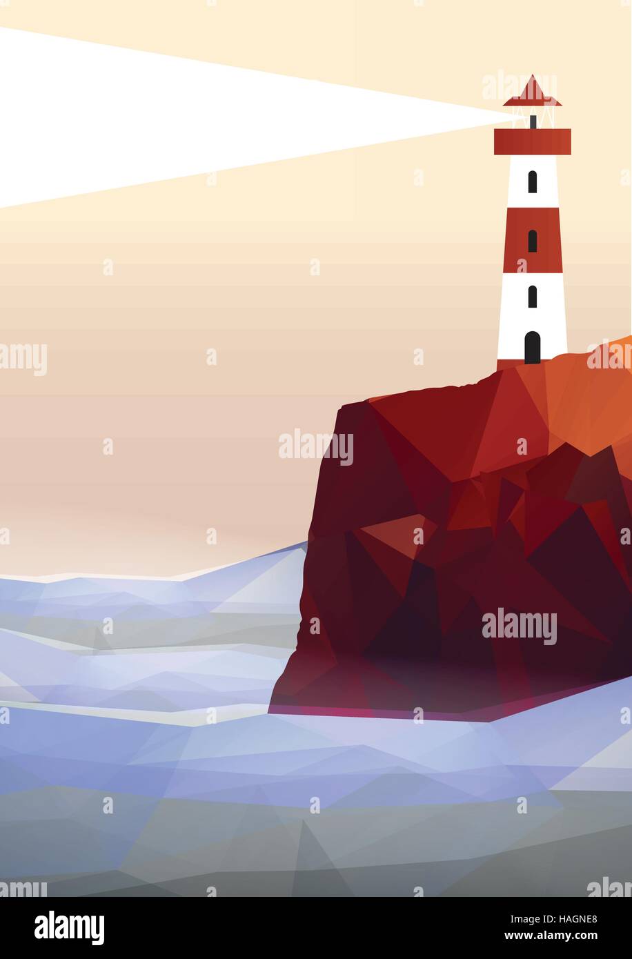 Phare avec feu de navigation - Vector Illustration Illustration de Vecteur