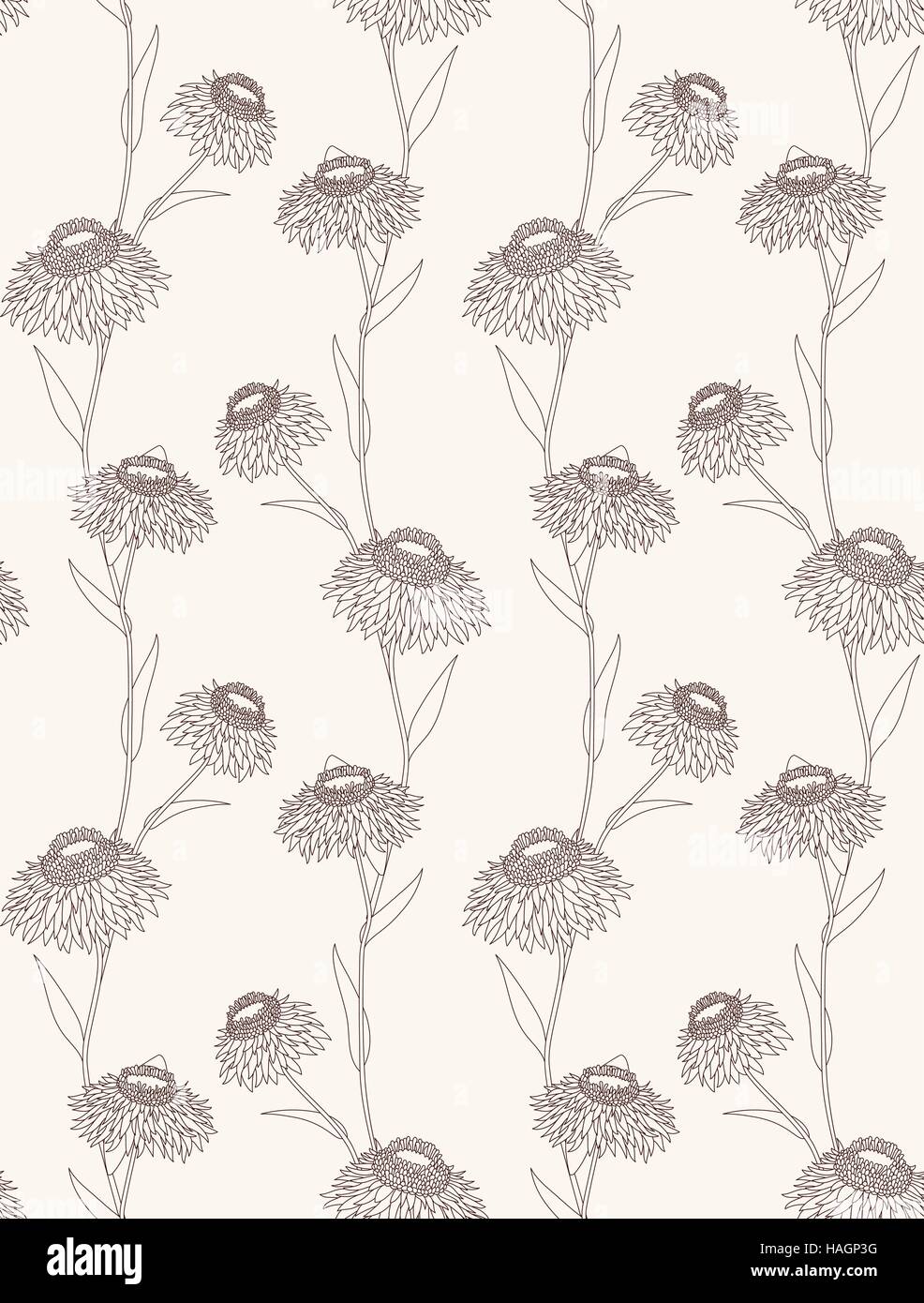 Modèle linéaire homogène de fleurs sur fond beige Illustration de Vecteur