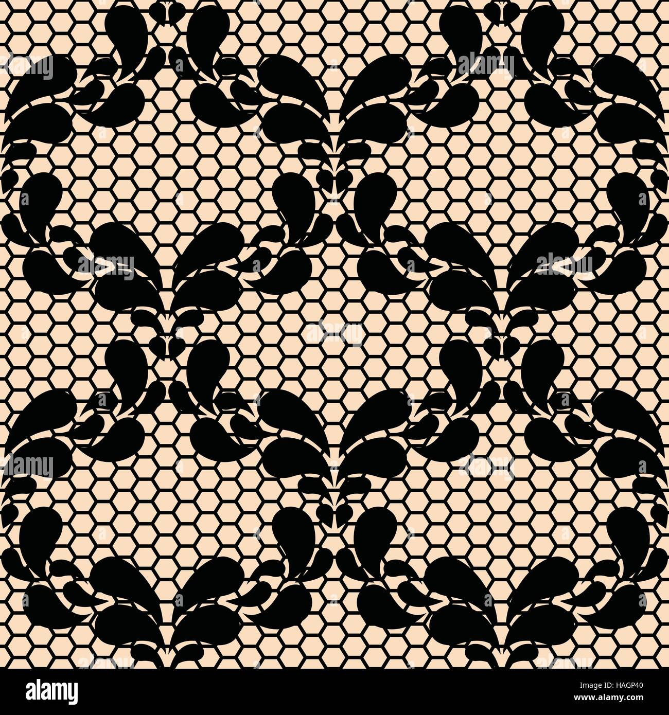 Motif dentelle noire transparente sur fond beige Illustration de Vecteur