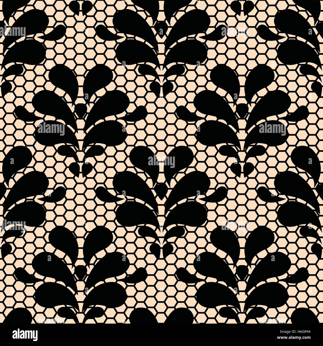 Motif dentelle noire transparente sur fond beige Illustration de Vecteur