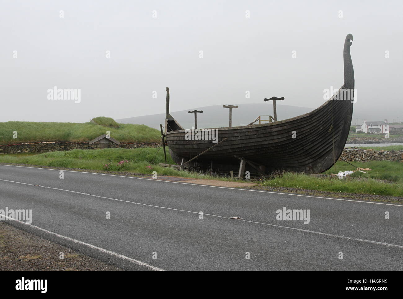 Long navire viking réplique haroldswick unst shetland ecosse juin 2014 Banque D'Images