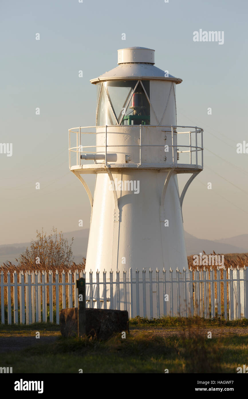 À l'Est de l'Usk lighthouse, sur la réserve RSPB, zones humides Newport Gwent Banque D'Images