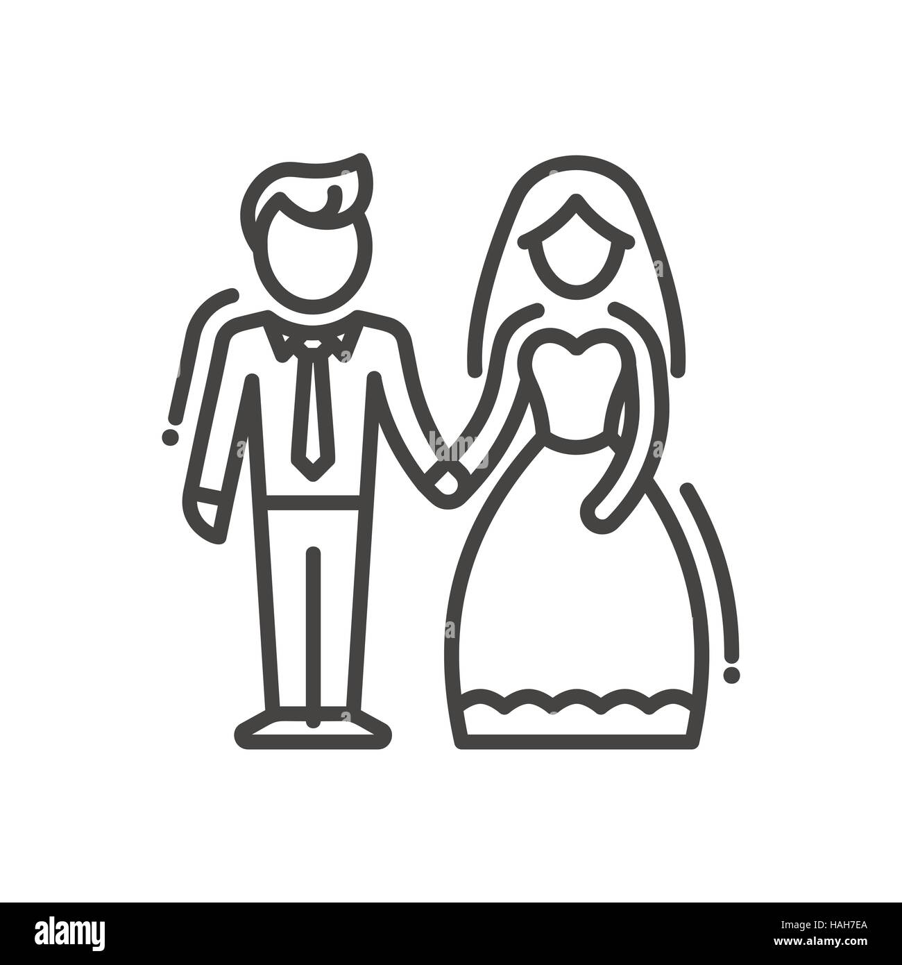 Couple nouvellement marié - icône simple isolée de conception en ligne Illustration de Vecteur