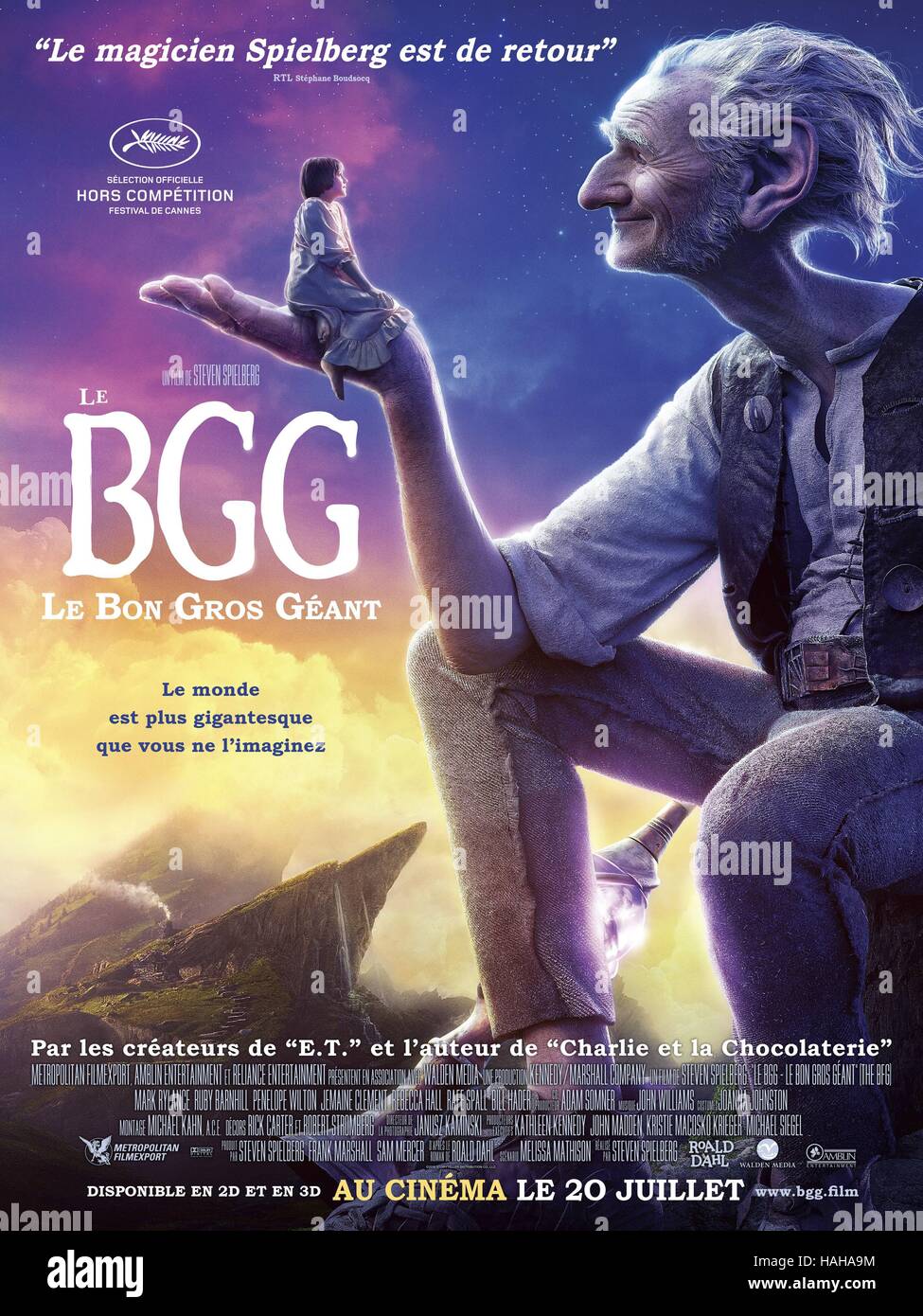 Le Big Friendly Giant Année : 2016 Royaume-Uni / Canada / USA Réalisateur : Steven Spielberg Ruby Barnhill , Mark Rylance Movie poster (Fr) Banque D'Images