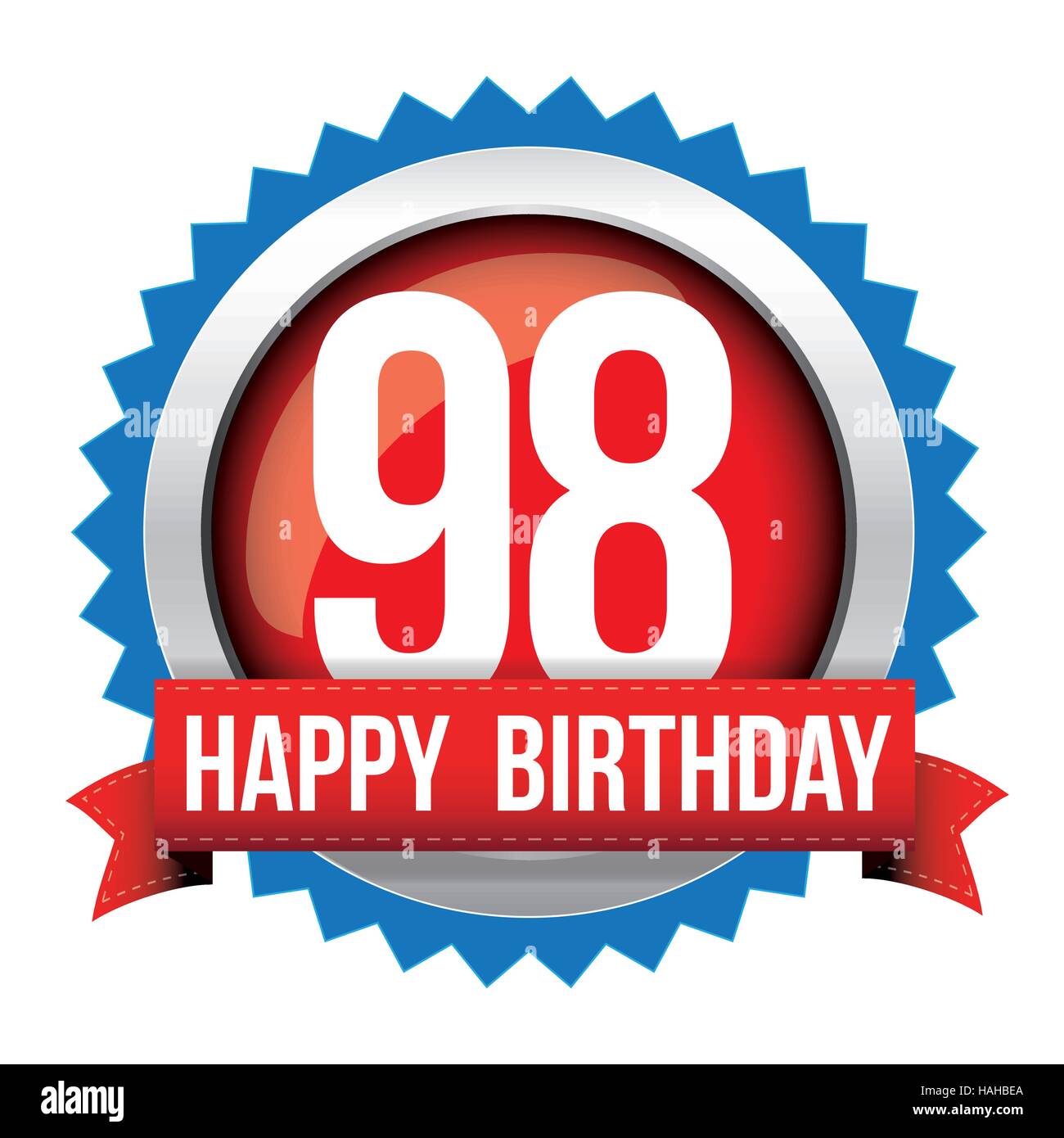 Quatre-vingt-dix huit ans joyeux anniversaire ruban badge Illustration de Vecteur