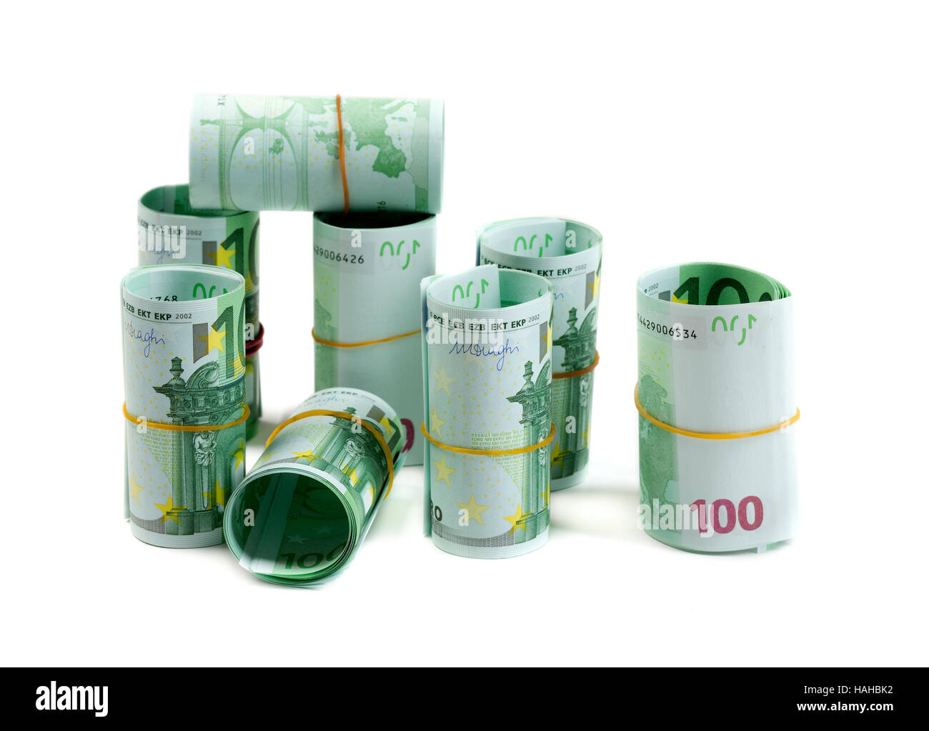 Dénominations, 100 euros. Isoler sur blanc. Banque D'Images