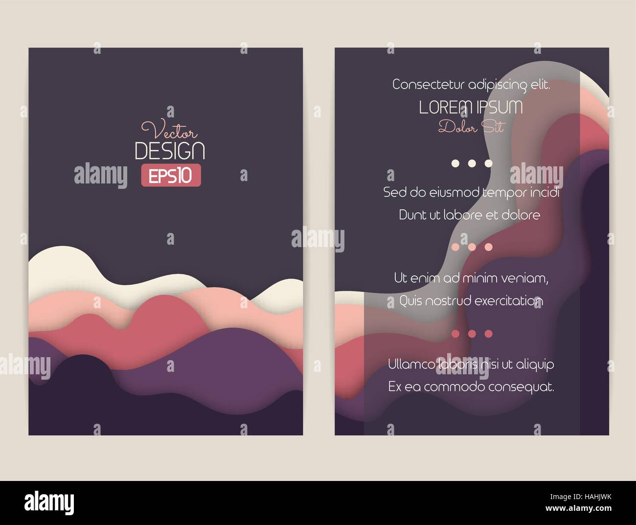 Conception de la couverture avec des formes courbes comme une onde ou une colline. Brochure, flyer, d'invitation ou un certificat. La conception du matériel. Illustration de Vecteur