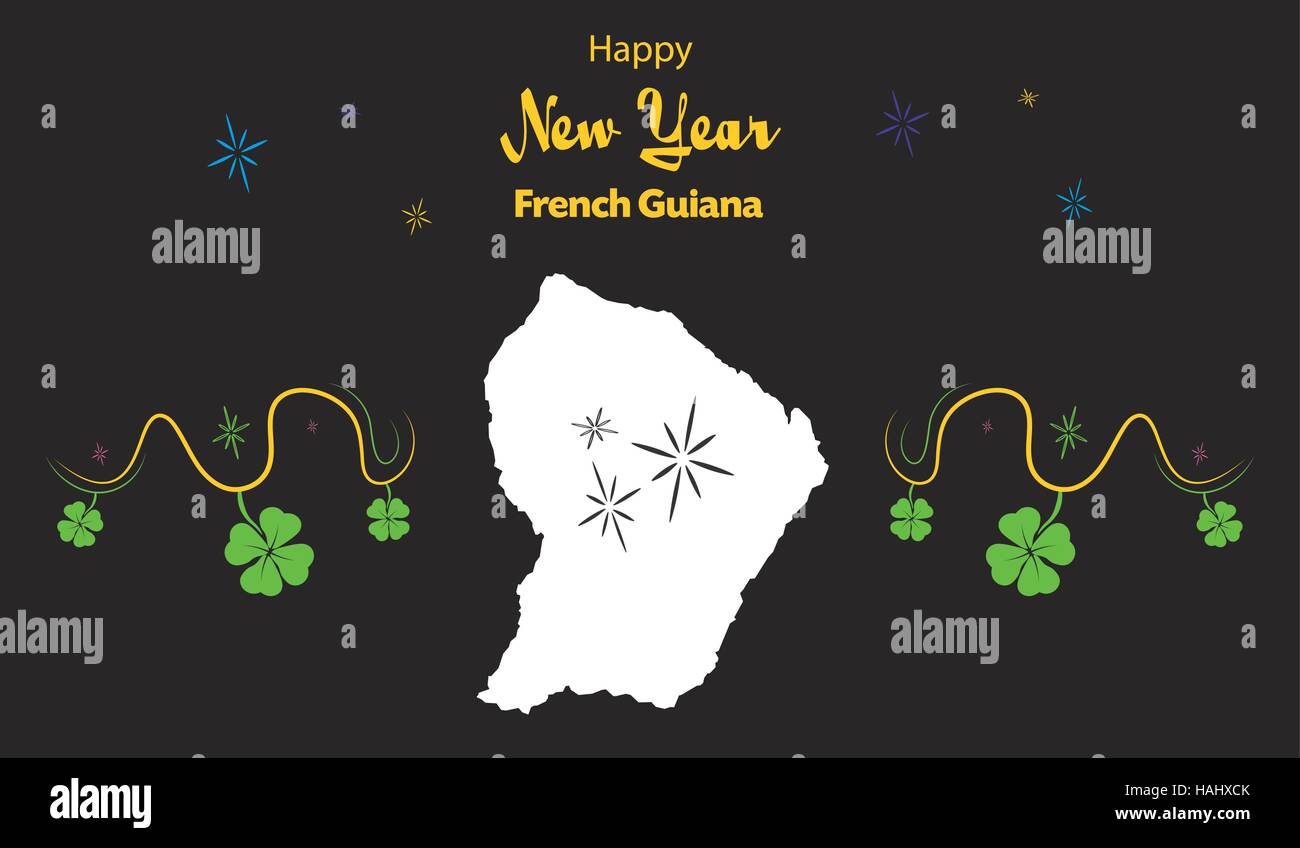 Happy New Year illustration thème avec plan de Guyane Illustration de Vecteur