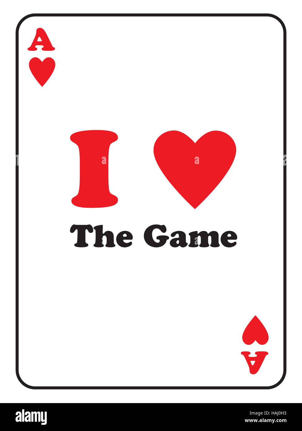 Ace of Hearts avec texte j'aime le jeu Banque D'Images