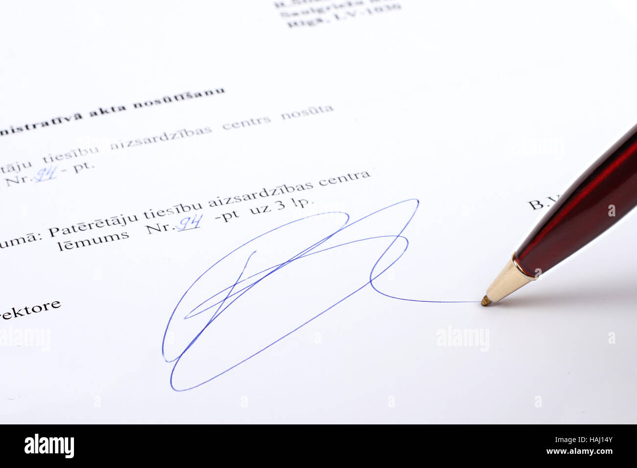 La signature le contrat Banque D'Images