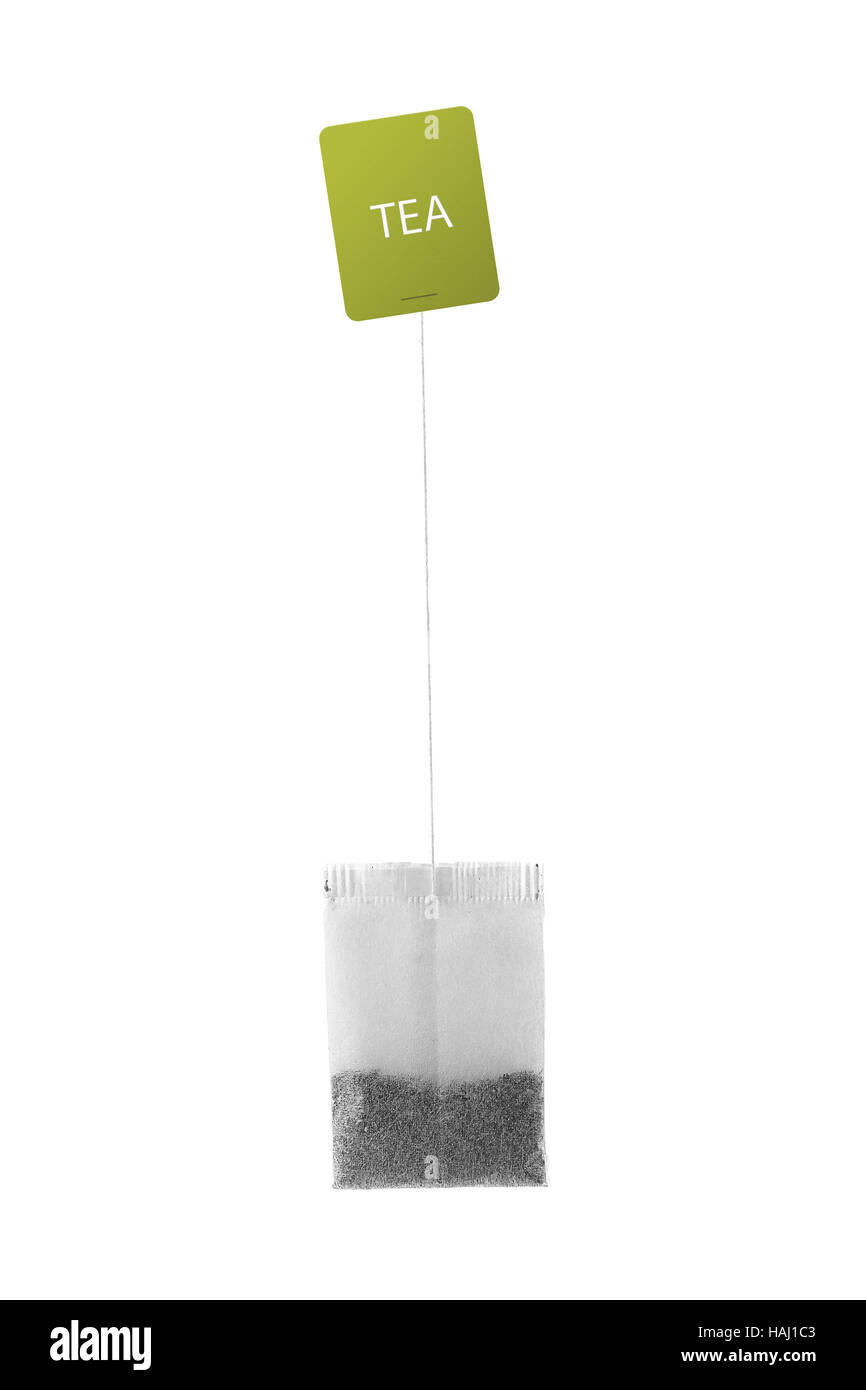 Tea bag isolated on white Banque D'Images
