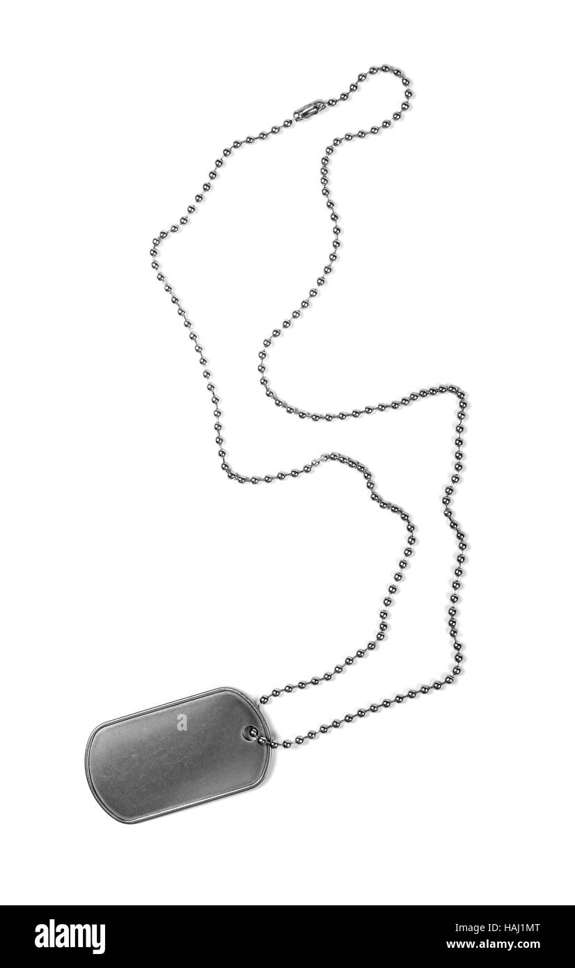 Blank dog tag isolated on white Banque D'Images