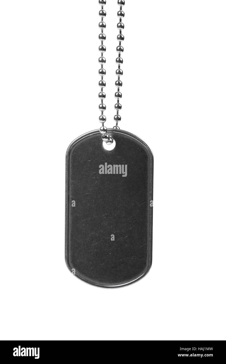 Blank dog tag isolated on white Banque D'Images