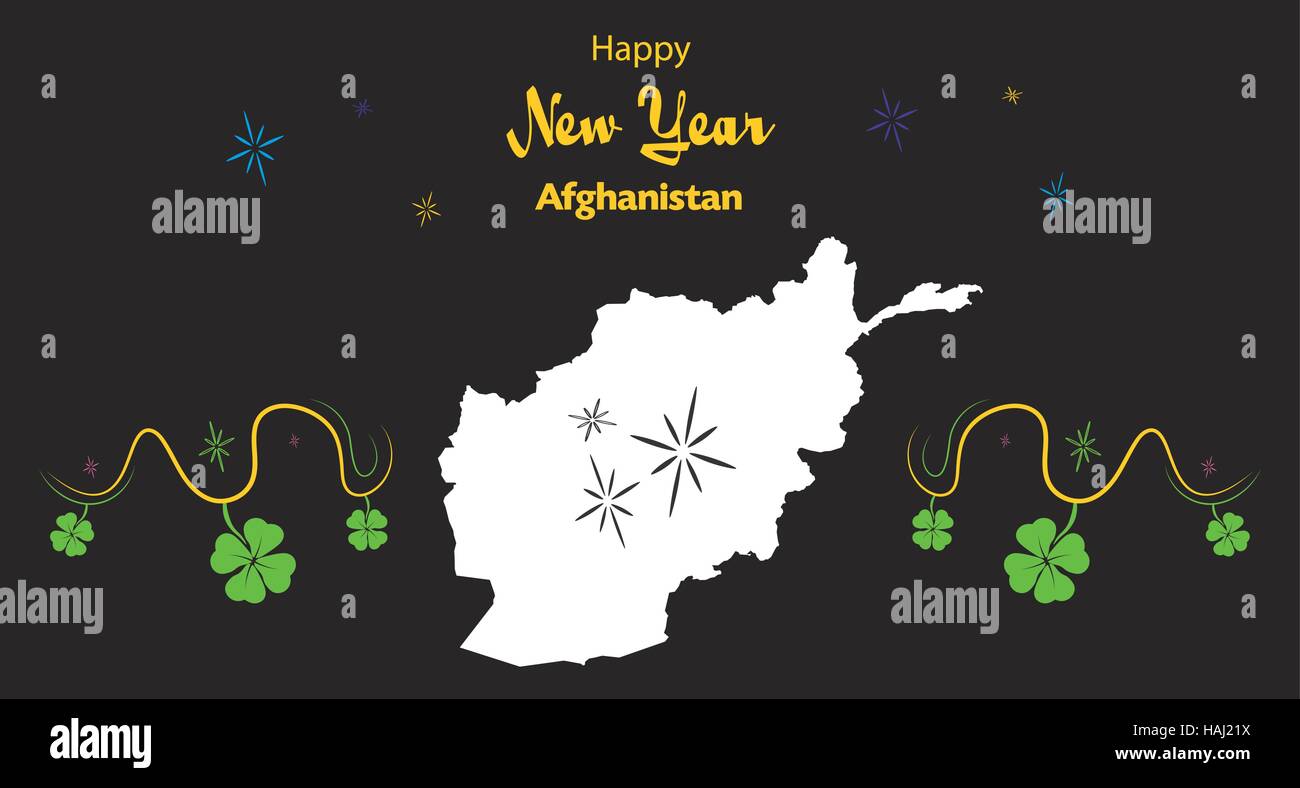 Happy New Year illustration thème avec la carte de l'Afghanistan Illustration de Vecteur