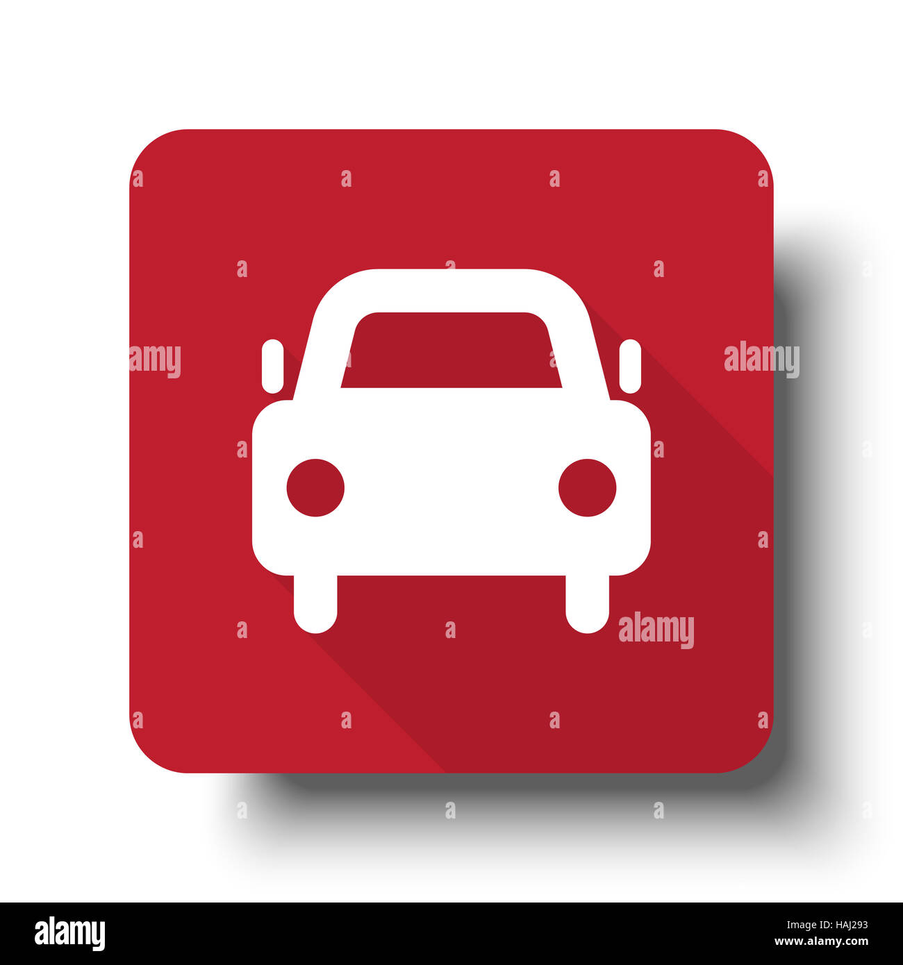 Télévision web voiture icône sur le bouton rouge avec ombre portée Banque D'Images