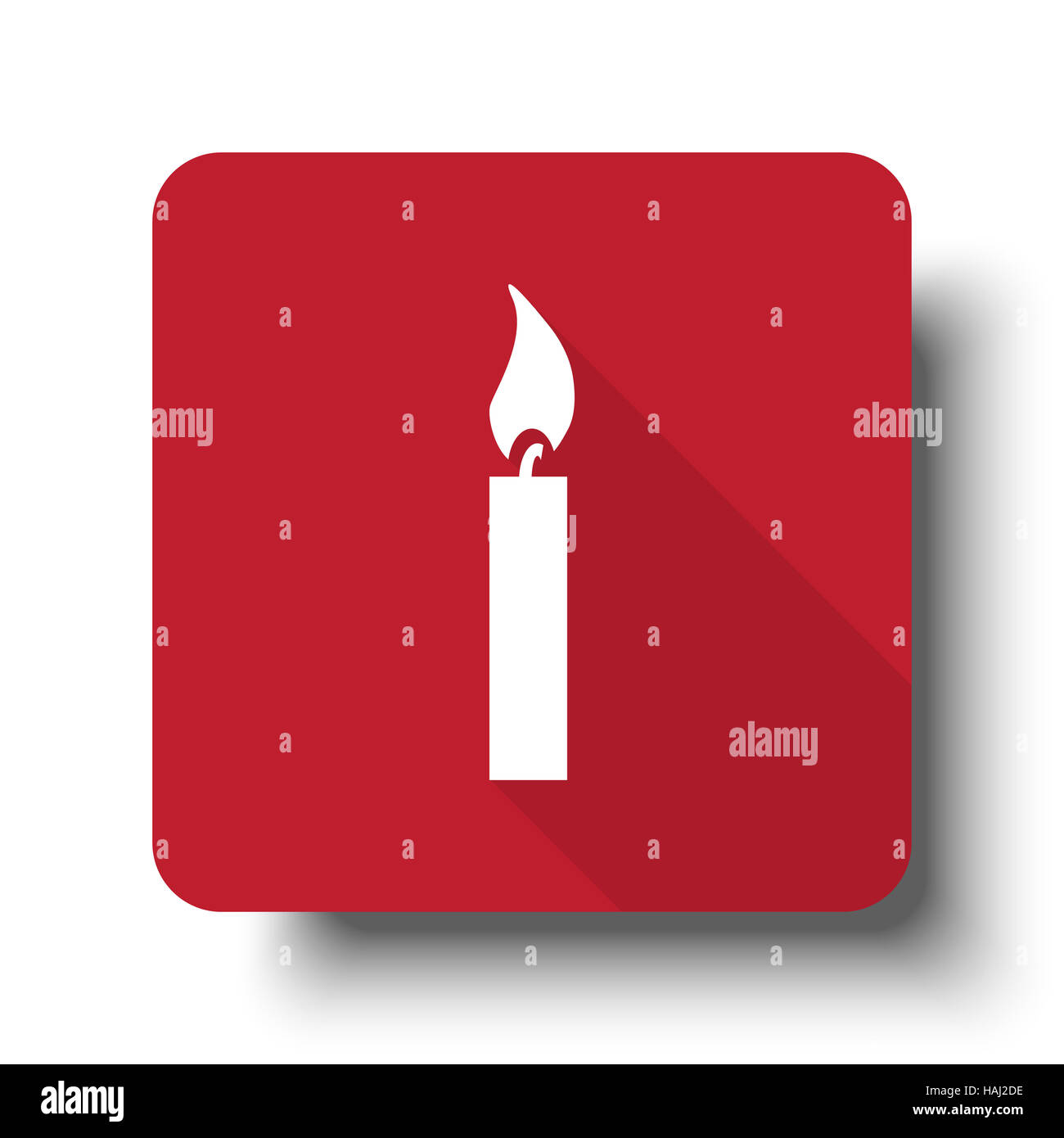 Télévision la lumière des bougies icône web sur bouton rouge avec ombre portée Banque D'Images