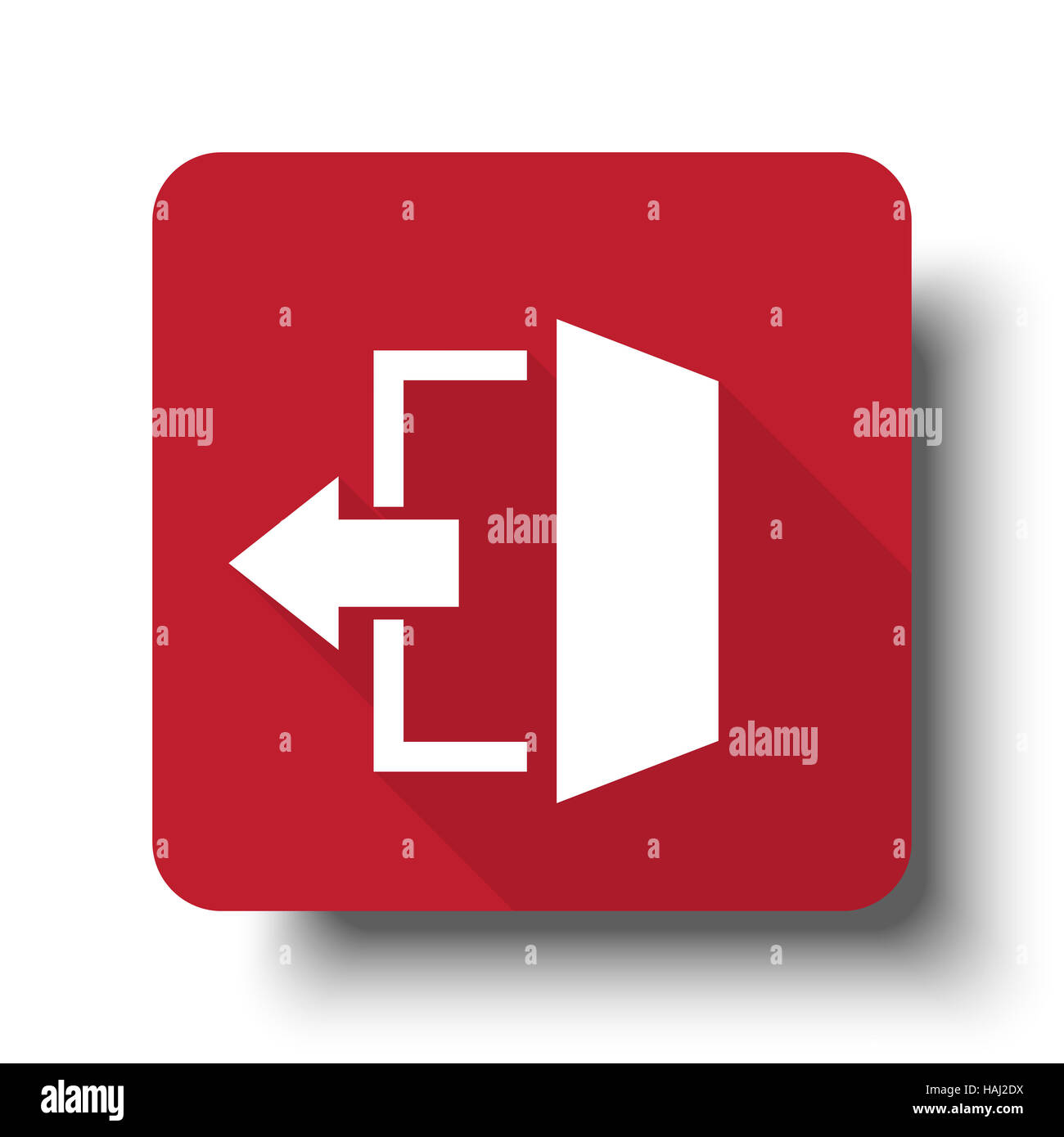 Télévision Quitter web icône sur le bouton rouge avec ombre portée Banque D'Images