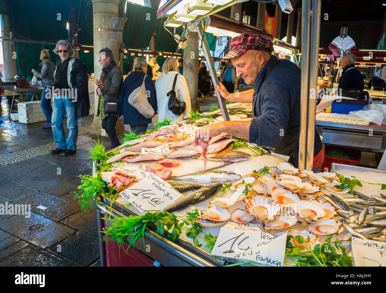 Marché aux poissons Rialt Venise Italie Banque D'Images