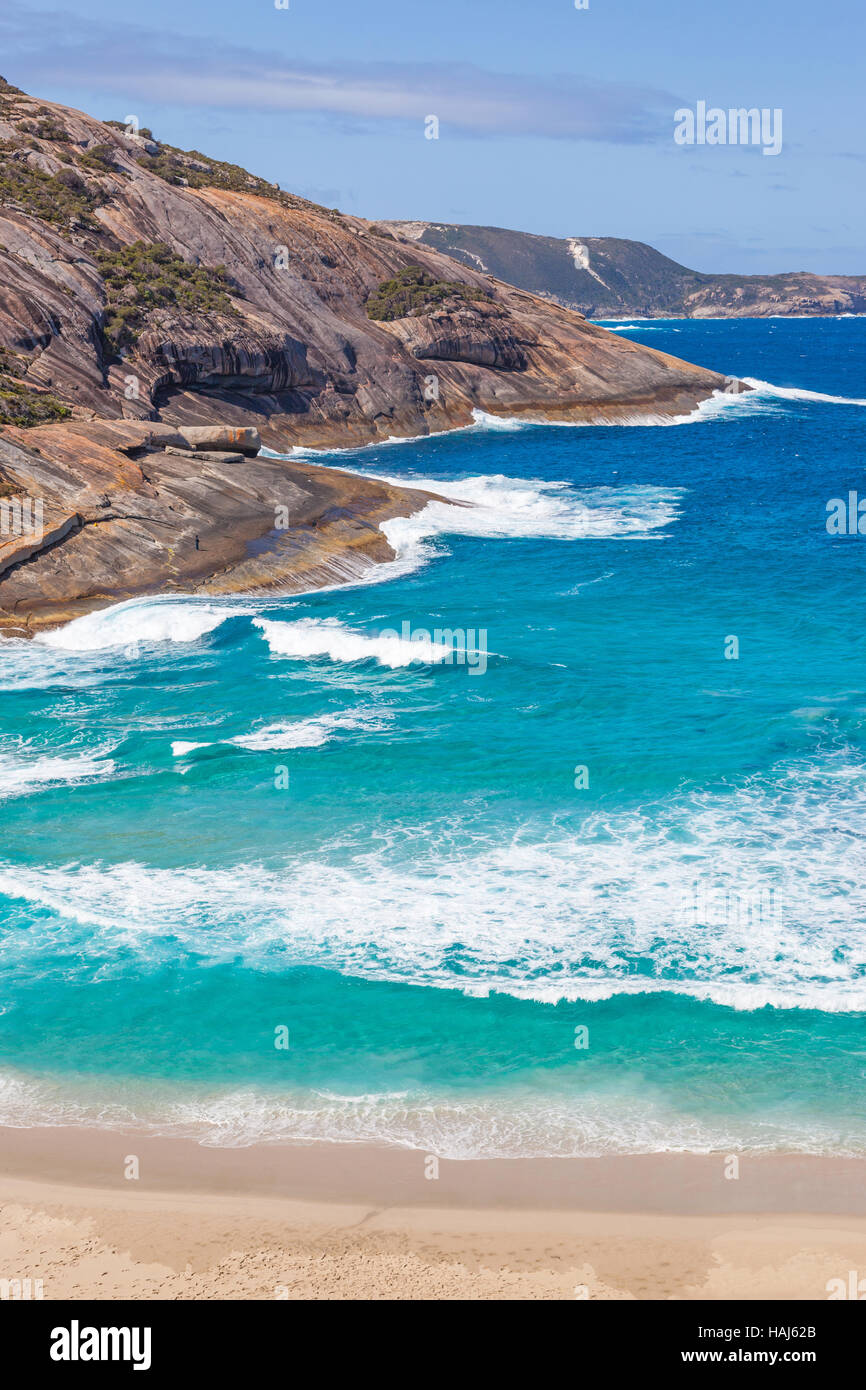 Fosses à saumon plage, dans Torndirrup National Park, près de la ville d'Albany, dans l'ouest de l'Australie. Banque D'Images