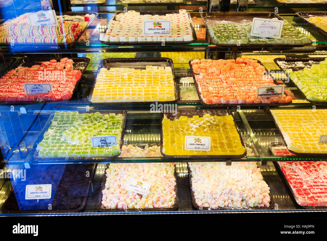 Les plateaux de loukoums, Famagusta, Ammochostos, Chypre du Nord Banque D'Images