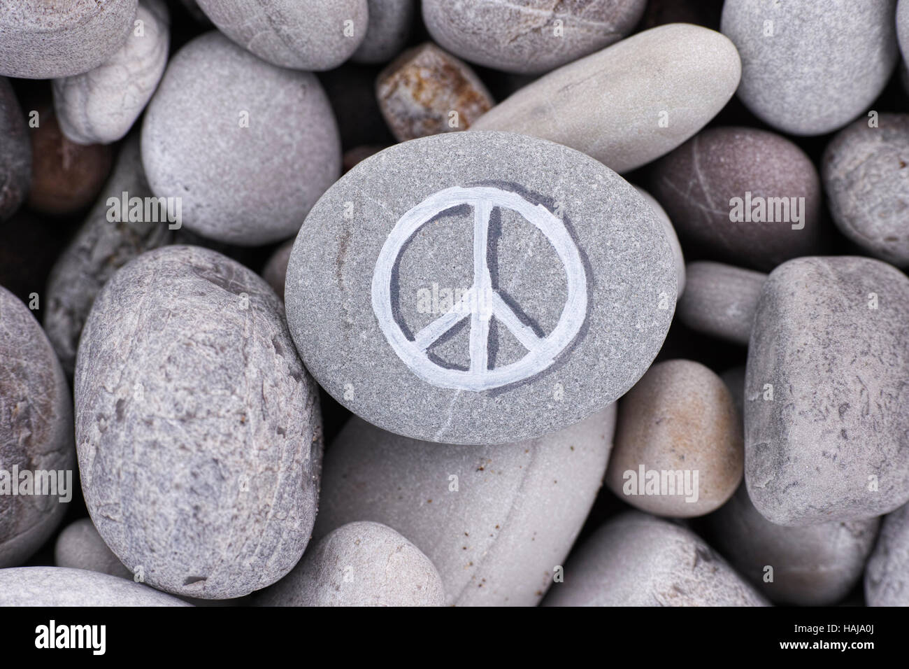 Symbole de paix sur la pierre. Close up. Banque D'Images