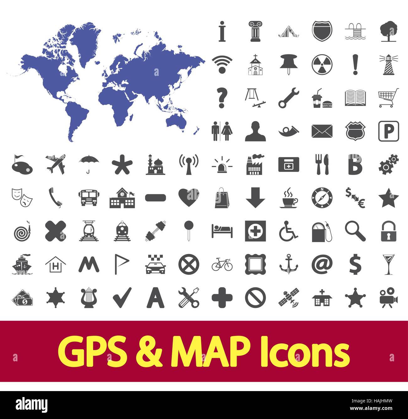 Carte de navigation icons set. Vector illustration. Illustration de Vecteur