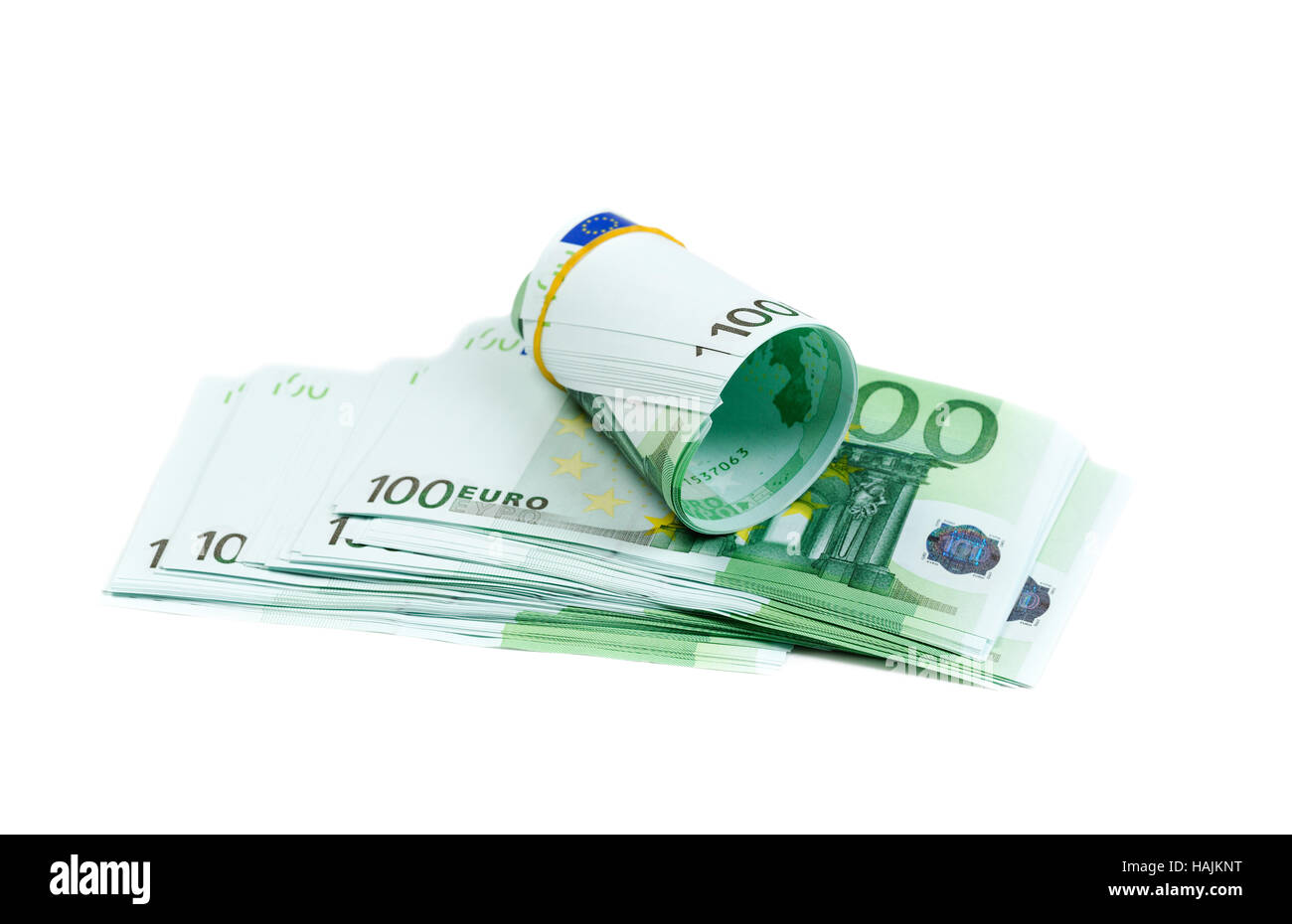 Dénominations, 100 euros. Isoler sur blanc. Banque D'Images