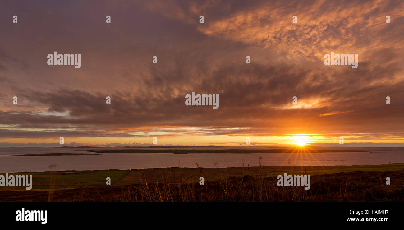 Lever de soleil sur l'île d'Egilsay, Orkney Banque D'Images