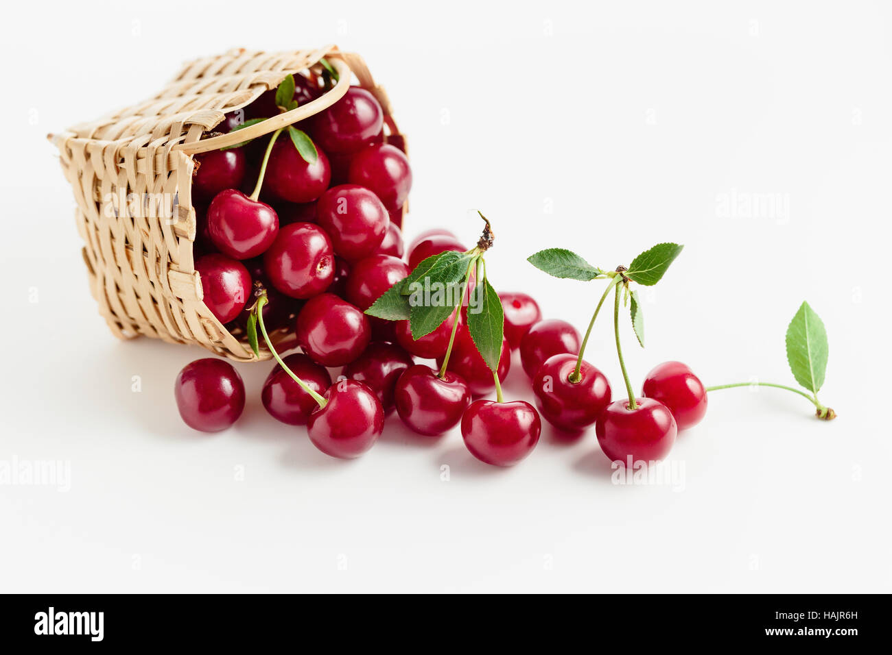 Panier de cerises acides fraîches Banque D'Images