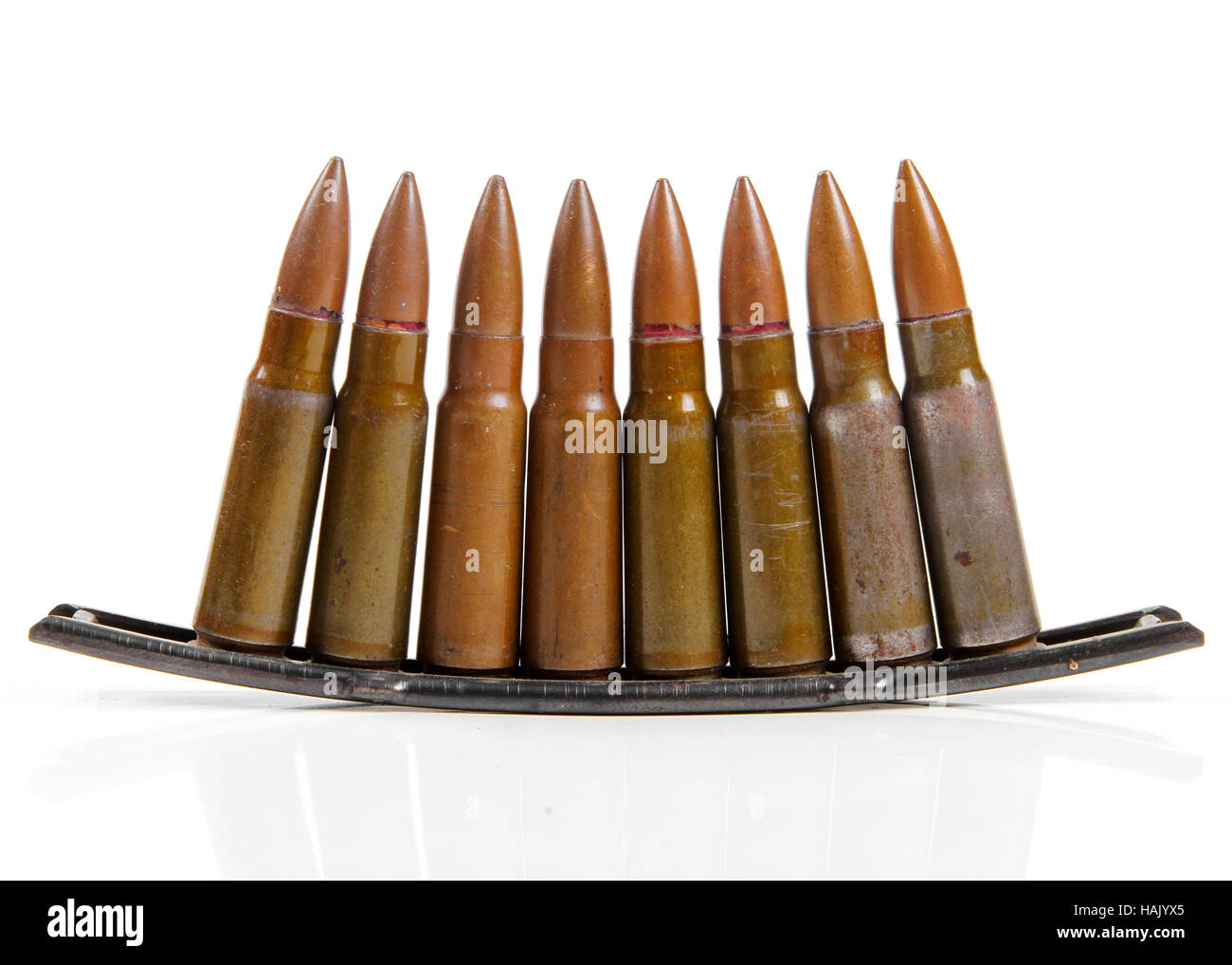 Balles de mitrailleuses isolé sur fond blanc Banque D'Images