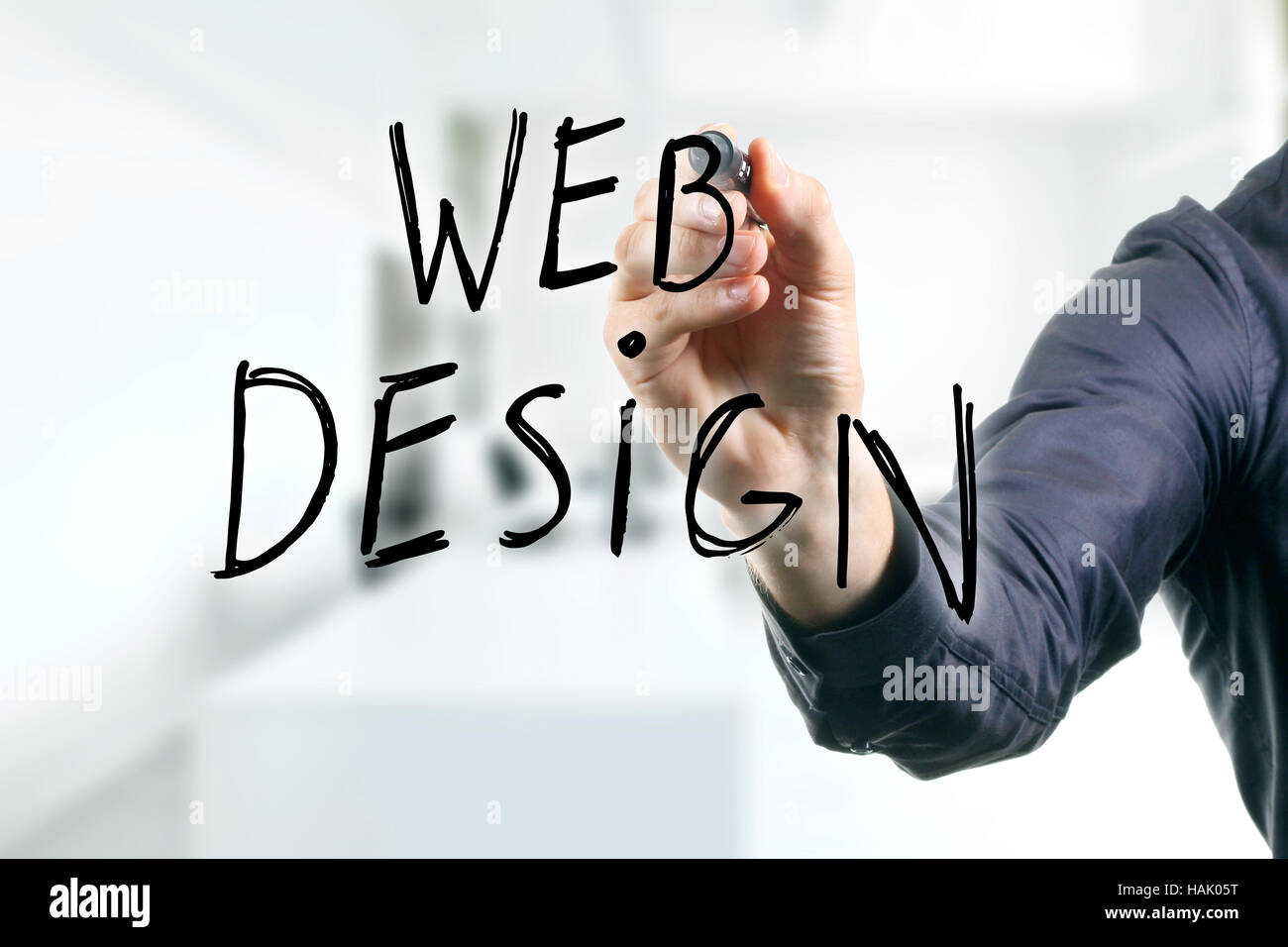 La main web design avec marqueur noir Banque D'Images