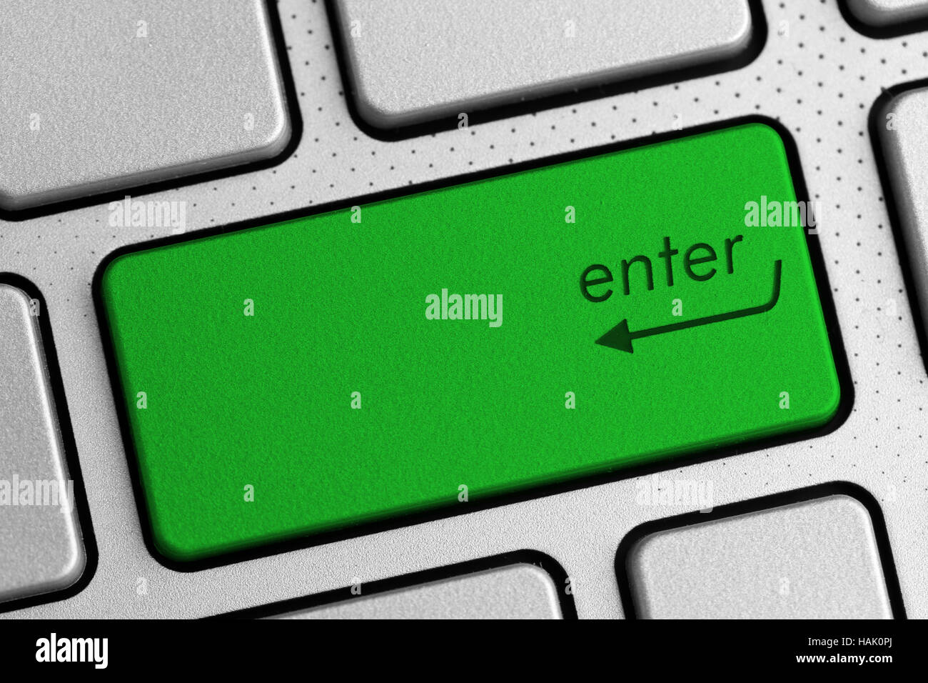 Concept internet sécurisée - vert entrez bouton clavier Banque D'Images