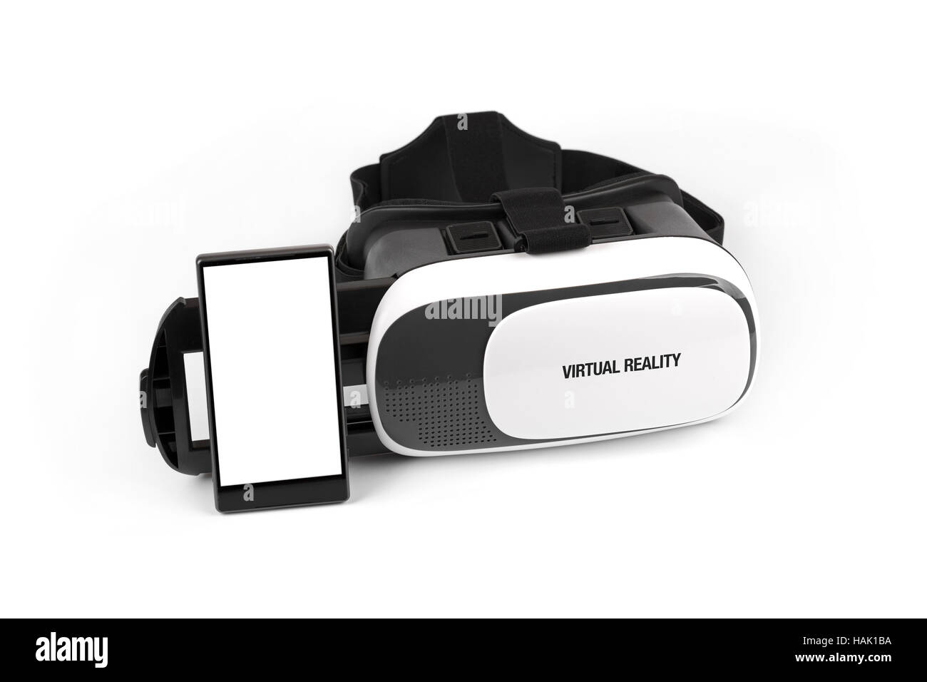 Lunettes de réalité virtuelle avec mobile phone isolated on white Banque D'Images