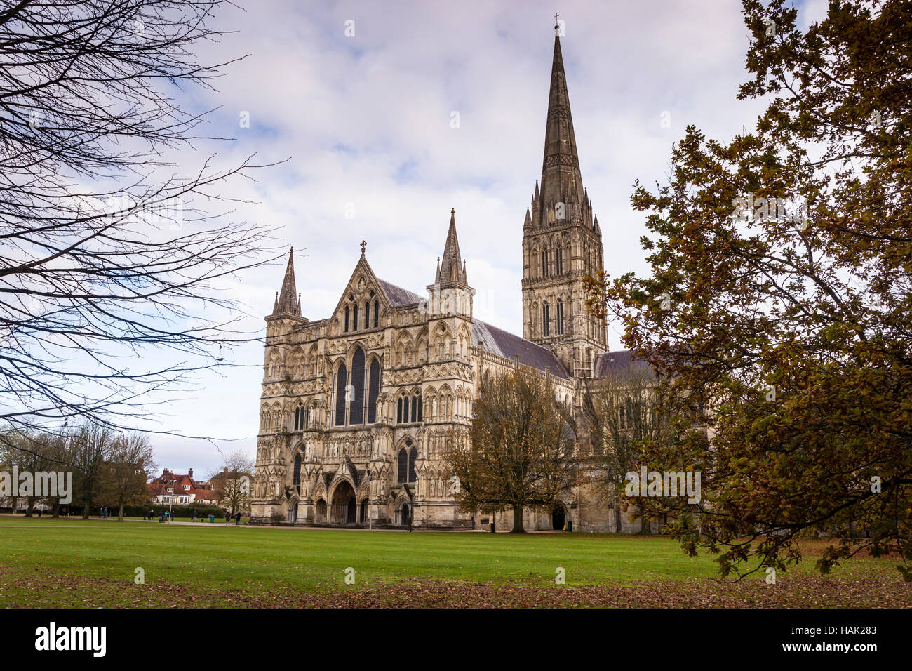 La cathédrale de Salisbury dans le Wiltshire, Angleterre. Banque D'Images