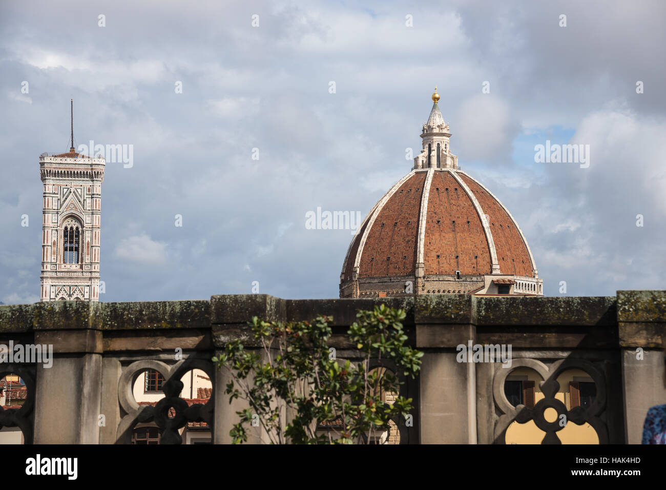 Le clocher de Giotto et la coupole de la cathédrale de Florence Dôme de la clôture en béton, Florence, capitale de la région Toscane, Italie Banque D'Images