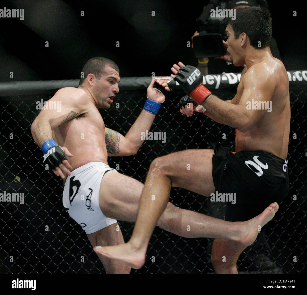 Lyoto Machida, à droite, combat Maurício Rua à l'UFC 104 au Staples Center de Los Angeles, Californie, le 24 octobre 2009.Photo de Francis Specker Banque D'Images